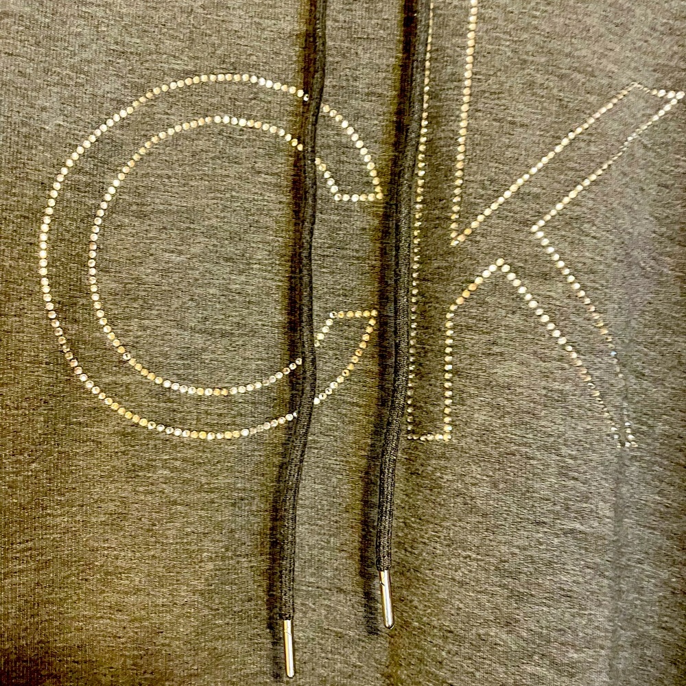 - Calvin Klein Women's Logo Studded Hoodie Dress NWT- Charcoal L - Picture 4 of 7